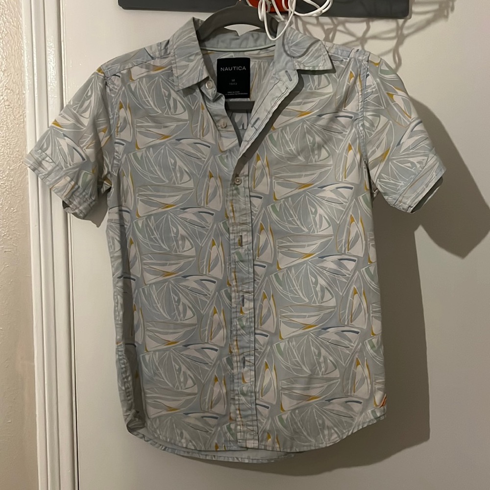 Nautica Boys Short Sleeve Button Up Sailboats